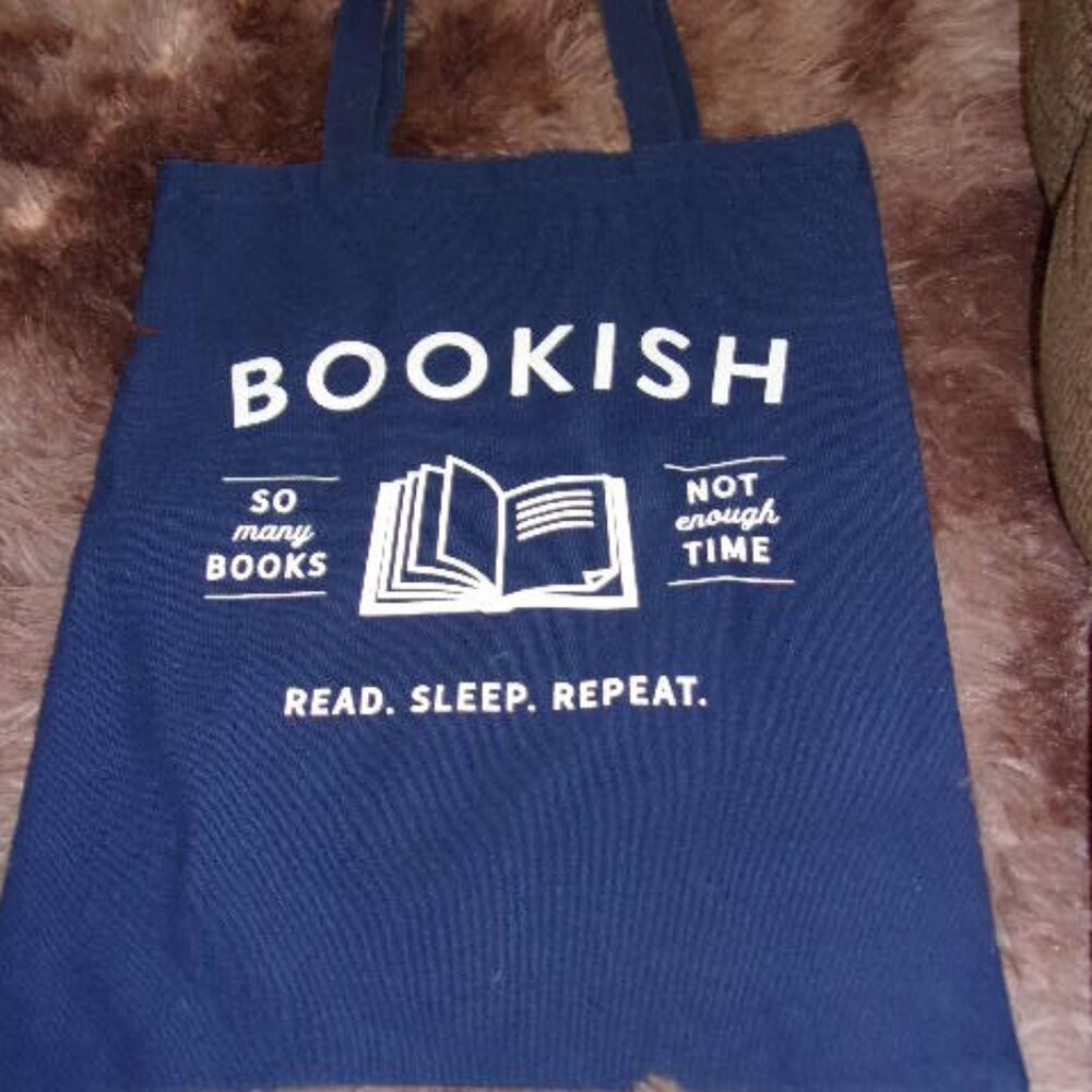 Bookish Canvas Tote Bag Blue So Many Books Not Enough Time Book Bag